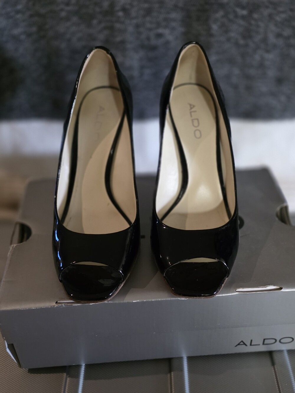 EUC_ALDO Clear Lucite Wedge Peep-Toe Pumps